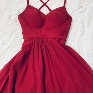 Azazie Amari burgundy red gown sweetheart cut lace up back size 6